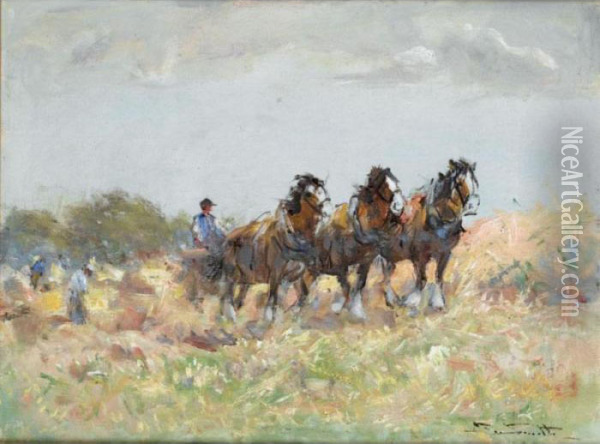 The Plough Team Oil Painting - George Smith