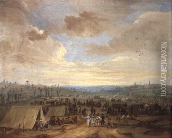 Cavalry Encampment Oil Painting - Robert van den Hoecke