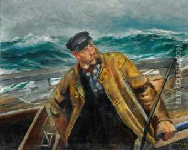 Pilot From Grepan, Verdens Ende Tjome Oil Painting - Christian Krohg