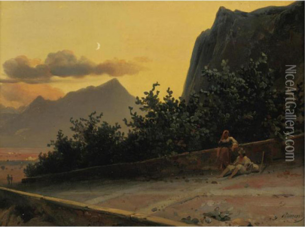 The New Moon Oil Painting - Jean-Charles Joseph Remond