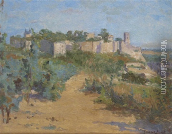 Village Fortifie En Haute Provence Oil Painting - Georges Jules Ernest Binet