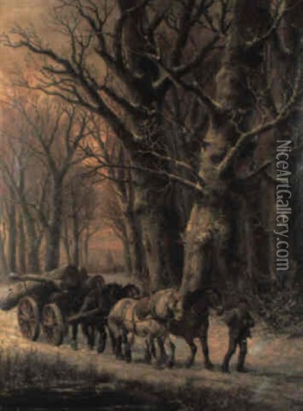 The Logging Team Oil Painting - Alexis de Leeuw