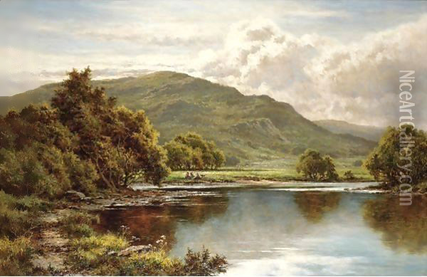 In The Lledr Valley, North Wales Oil Painting - Henry Hillier Parker