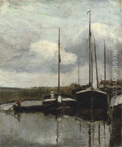 Moored Ships Oil Painting - Willy Finch