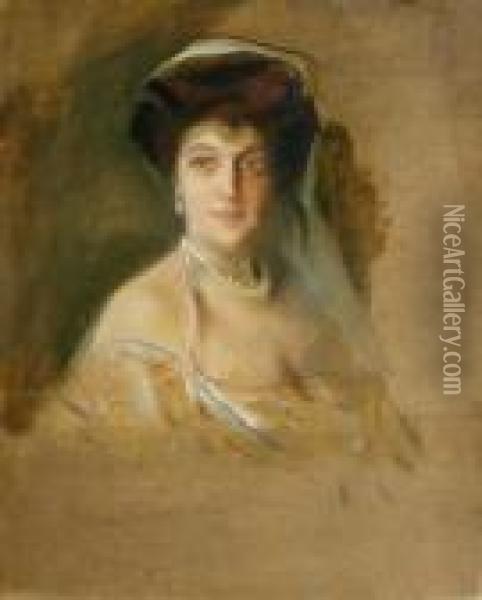 Portret Kobiety Oil Painting - Philip Alexius De Laszlo
