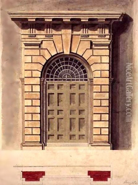 Design for a Palladian Door Surround Oil Painting - George Henry Bailey