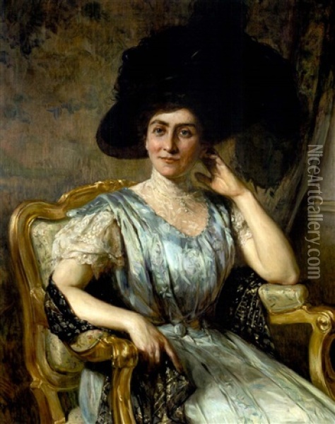 A Portrait Of Bertha Marx Adler Oil Painting - Gustave Henry Mosler