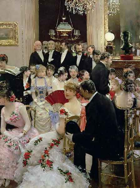 The Soiree c.1880 Oil Painting - Jean-Georges Beraud