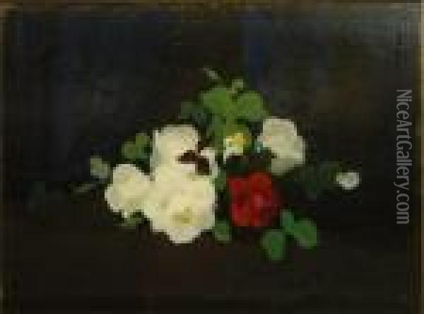 Red And White Roses Oil Painting - James Stuart Park