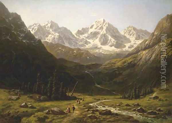 Alpine Scene Oil Painting - William Stanley Haseltine