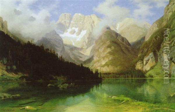 Monte Cristallo Mit Dem Durrensee Im Ampezzotal Oil Painting - Wilhelm Bode