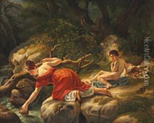 Hagar And Ishmael In Exile Oil Painting - Christoffer Wilhelm Eckersberg