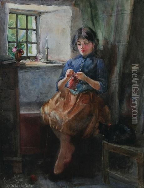 A Credit To Her Mother Oil Painting - Philip H. Rideout