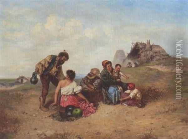 Rastende Zigeuner Oil Painting - Pal (Paul) Boehm