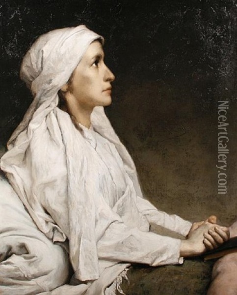 Portrait Of Friederike Hauffe Oil Painting - Gabriel von Max
