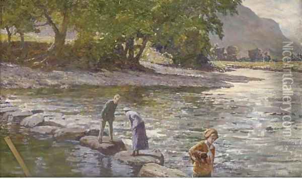 Stepping stones Oil Painting - William Samuel Jay