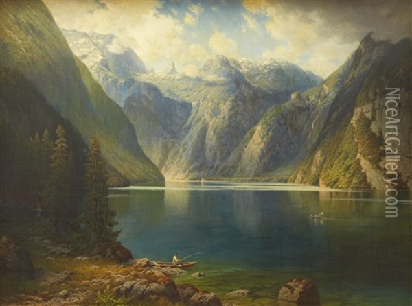 View Over The Konigsee Oil Painting - Daniel Somogyi