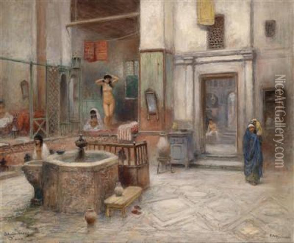 Baths In Cairo Oil Painting - Frans Wilhelm Odelmark