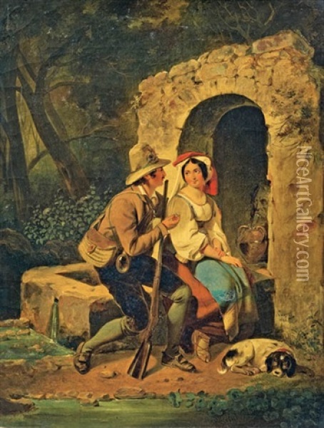 Der Antrag Oil Painting - Johann Nepomuk Mayer