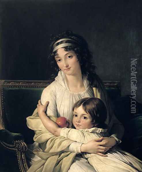 Portrait presumed to be Madame Jeanne-Justine Boyer-Fonfrede and her son, Henri Oil Painting - Francois-Andre Vincent