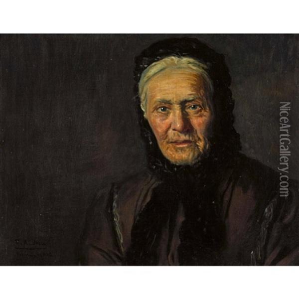 Brustbildnis Einer Alten Frau Mit Schwarzer Haube Oil Painting - Teodoro Andreu Y Sentamans