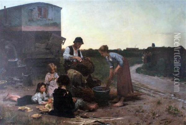 Les Vanniers Oil Painting - Henri-Jules-Jean Geoffroy (Geo)
