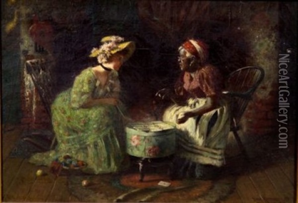 In The Cards Oil Painting - Harry Herman Roseland