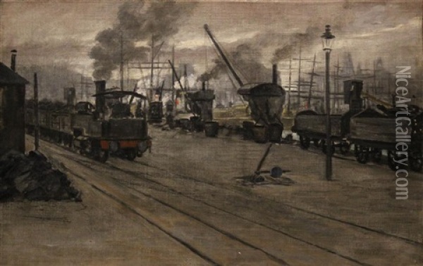 The Station, Dieppe Oil Painting - Henri-Charles Guerard