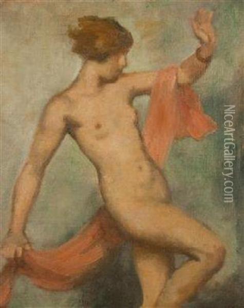 A Dancer With A Pink Scarf Oil Painting - Hugo Boettinger
