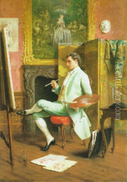 Im Atelier Oil Painting - Gustav Adolf Gaupp