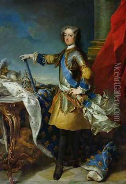 Portrait of Louis XV 1710-74 King of France 1727 Oil Painting - Jean Baptiste van Loo