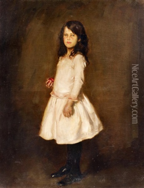Trudl Stehend Im Weisen Kleid Oil Painting - Carl von Marr