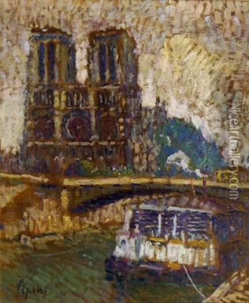 Notre Dame De Paris Oil Painting - Joseph Louis Lepine