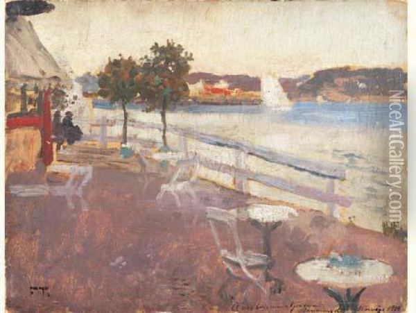 Bord De Lac, 1905. Oil Painting - Fritz Thaulow