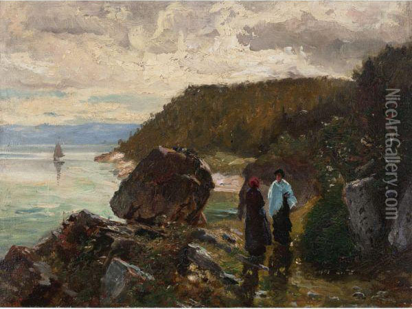 Path By The River, Murray Bay, Lower St. Lawrence, Can. Oil Painting - Henry Augustus Ferguson