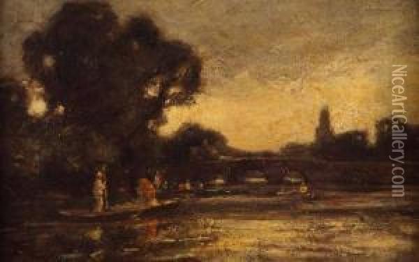Near Sonning (on The Thames) Oil Painting - Thomas William Morley
