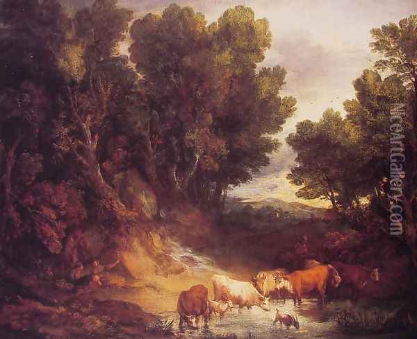 The Watering Place Oil Painting - Thomas Gainsborough