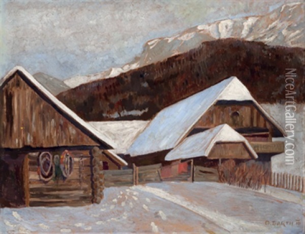 Bauernhaus Im Winter - Altenbergertal An Der Rax, Steirische Seite Des Preinergscheid Oil Painting - Otto Barth