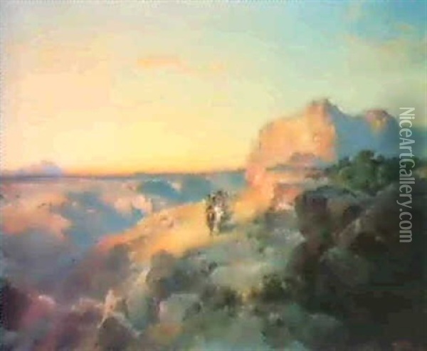 Red Rock Trail Oil Painting - Thomas Moran