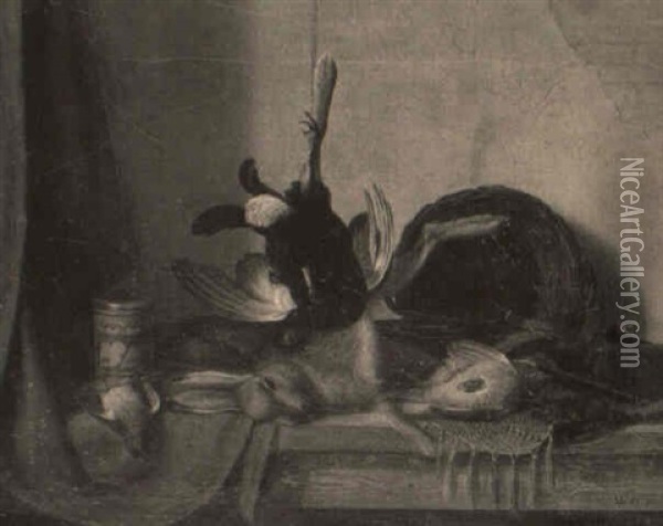 Nature Morte Med Hare Og Fuglevildt Oil Painting - William Hammer