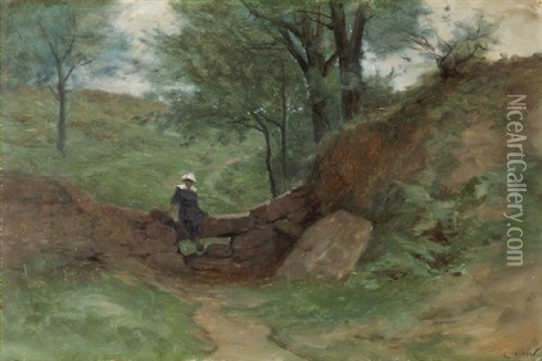 Frau Im Grunen Oil Painting - Gustave Eugene Castan