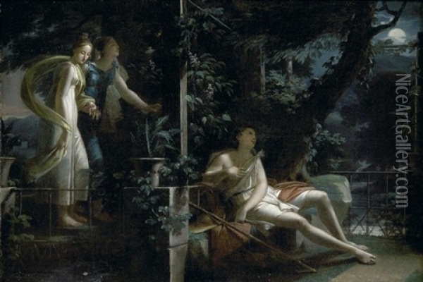 Daphnis And Chloe Oil Painting - Anne-Louis Girodet de Roucy-Trioson