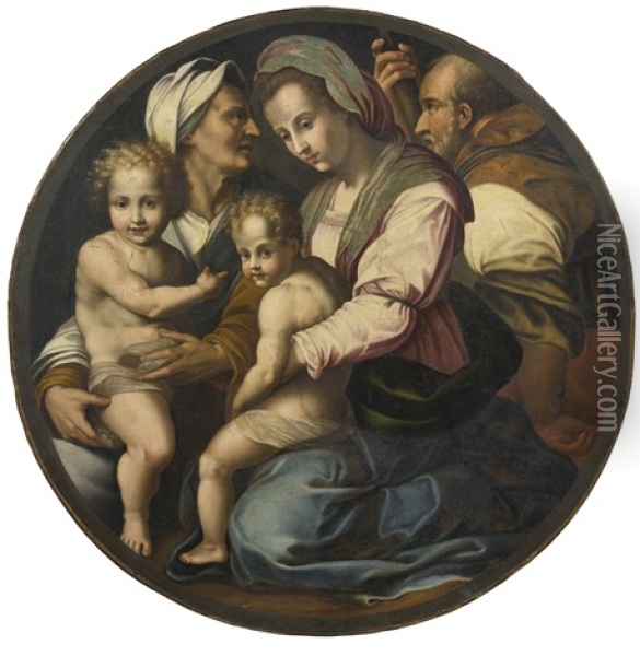 Holy Family With Saints Elizabeth And John The Baptist Oil Painting - Andrea Del Sarto