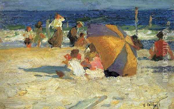 Beach Umbrella Oil Painting - Edward Henry Potthast