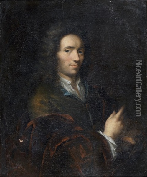 Portrait D'arnold Houbraken Oil Painting - Ottmar Elliger the Younger