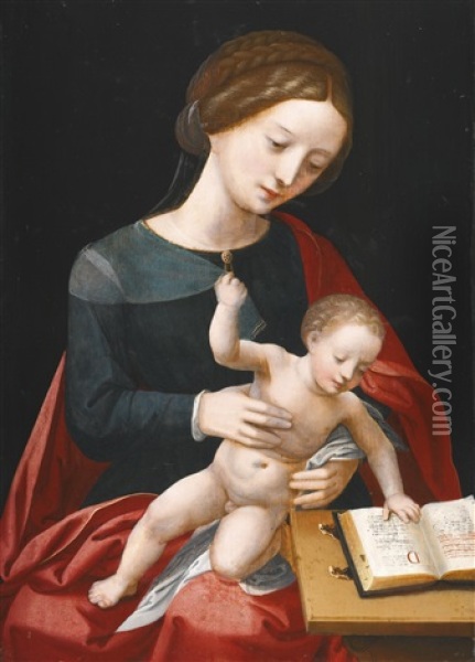 Virgin And Child Oil Painting -  Master of the Female Half Lengths