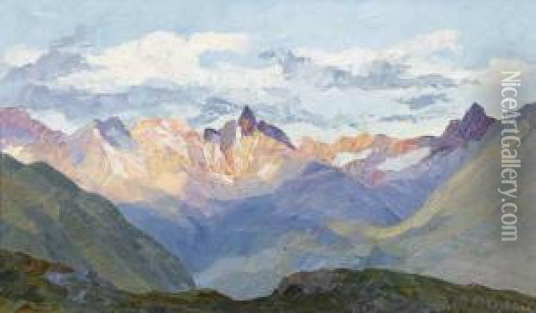 Alpengluhen Oil Painting - Rodolfo Olgiati