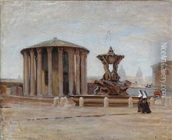 At The Vesta Temple In Rome Oil Painting - Ole Pedersen