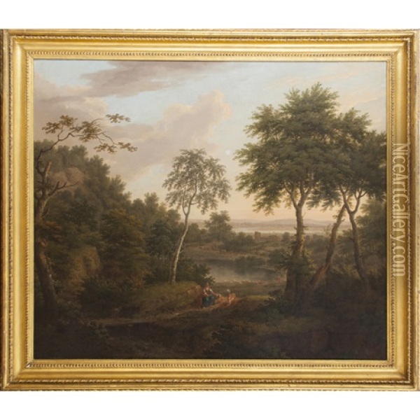 Classical Landscape With Figures Oil Painting - George Lambert
