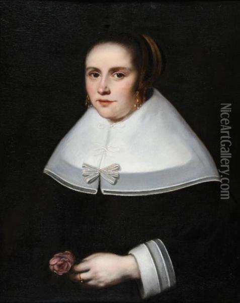 Portrait Of Aprominent Lady, Bust-length Oil Painting - Jan Anthonisz Van Ravesteyn